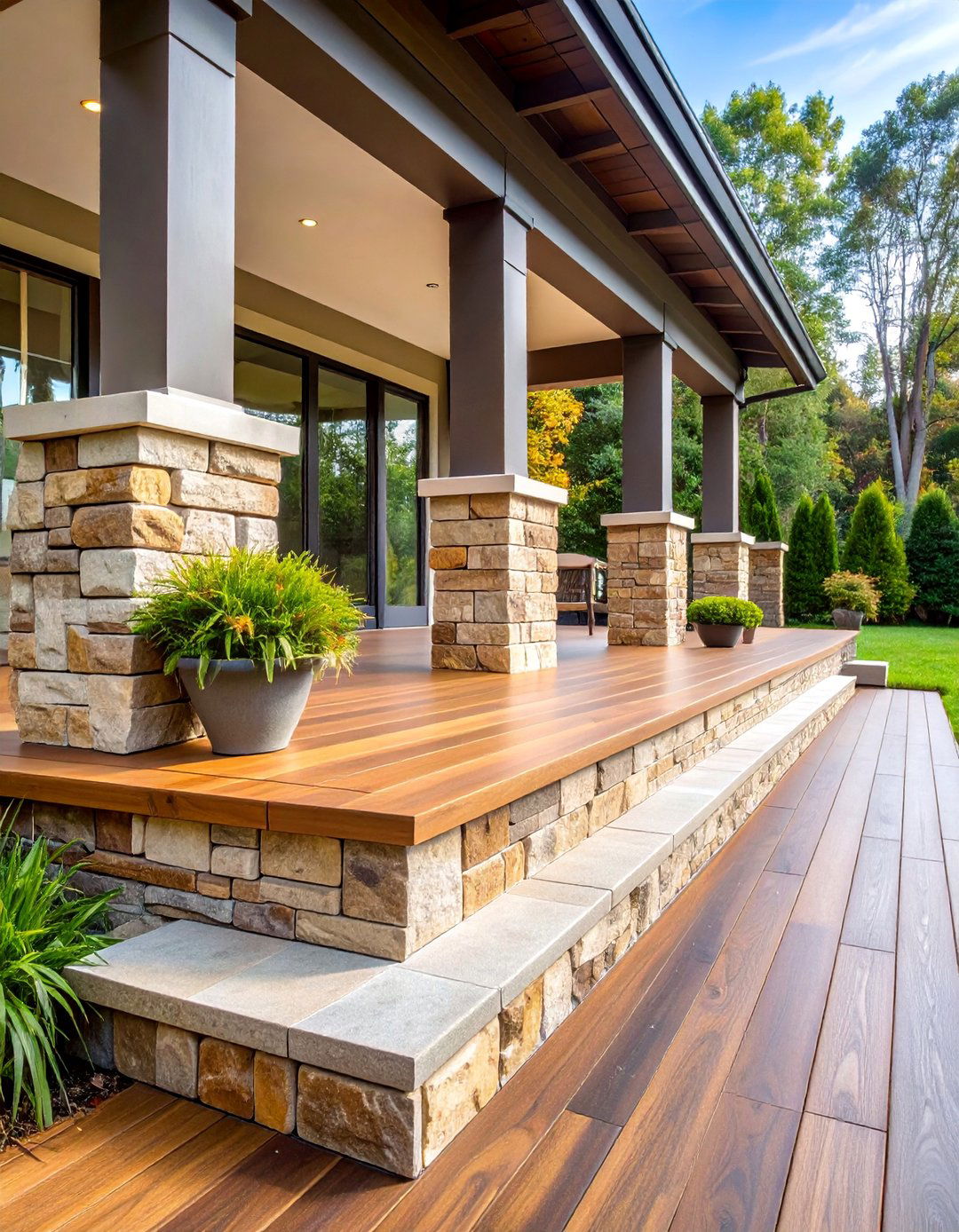 Stone Veneer Elegant Finish - 25 Deck Skirting Ideas