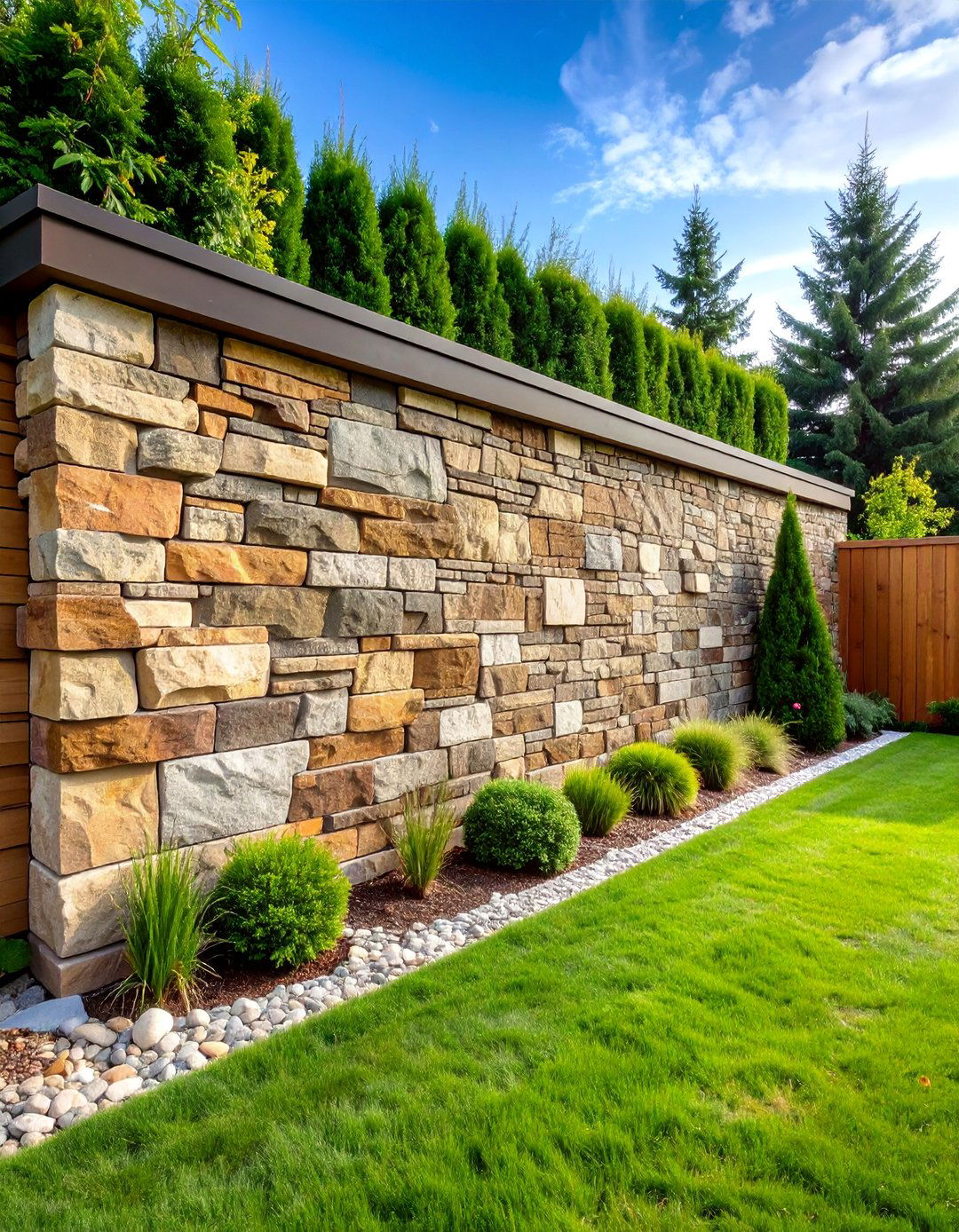 Stone Veneer Wall with Natural Rock Facing - 25 Garden Wall Ideas
