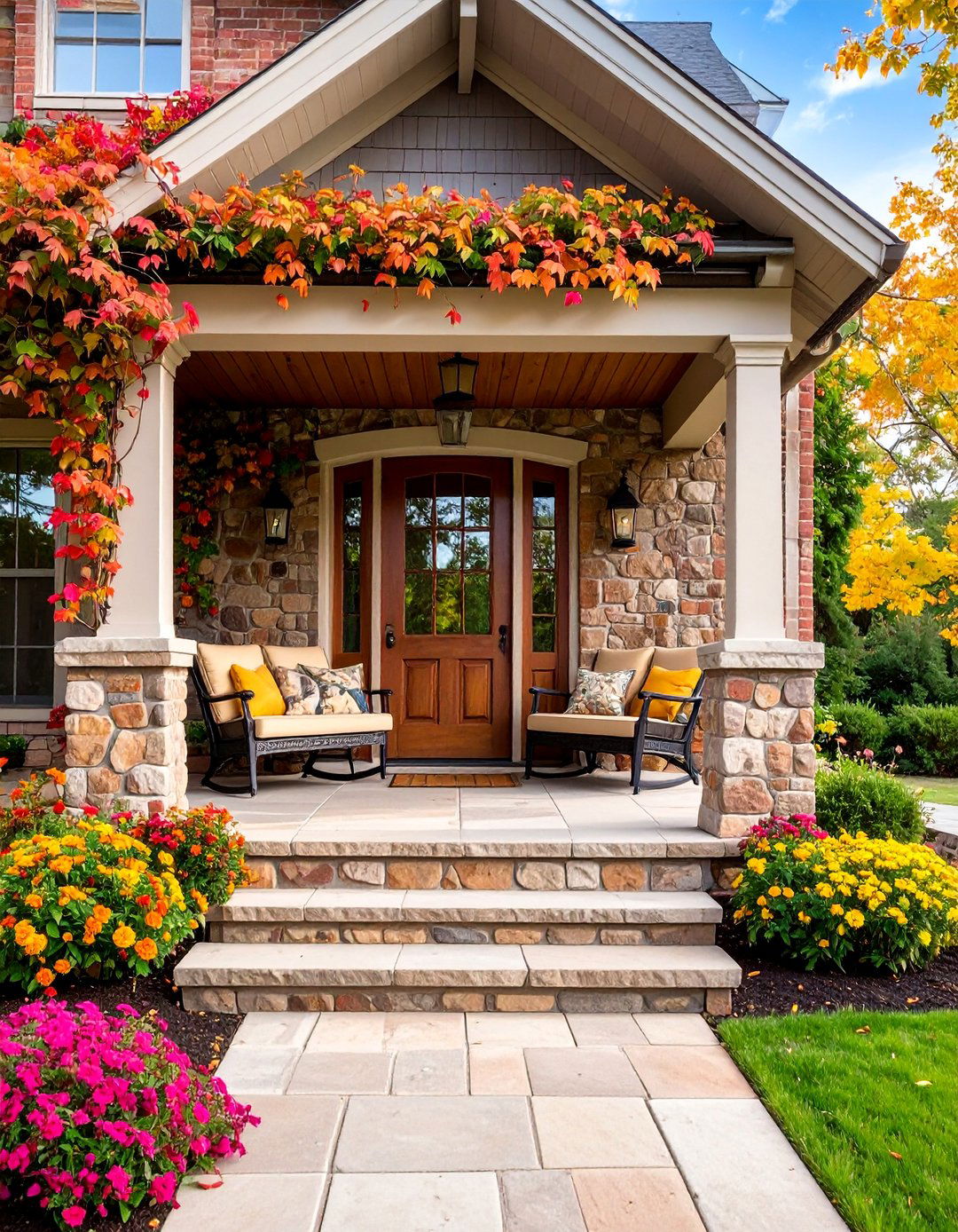 Stone and Brick Foundation Porch - 25 Southern Front Porch Ideas