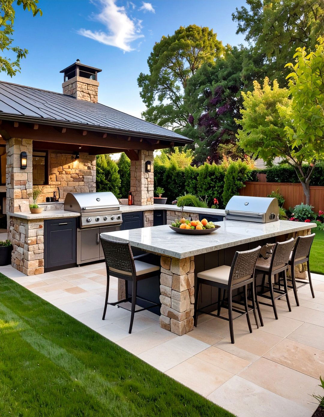 Stone and Granite Outdoor Kitchen Island - 25 Outdoor Kitchen Island Ideas