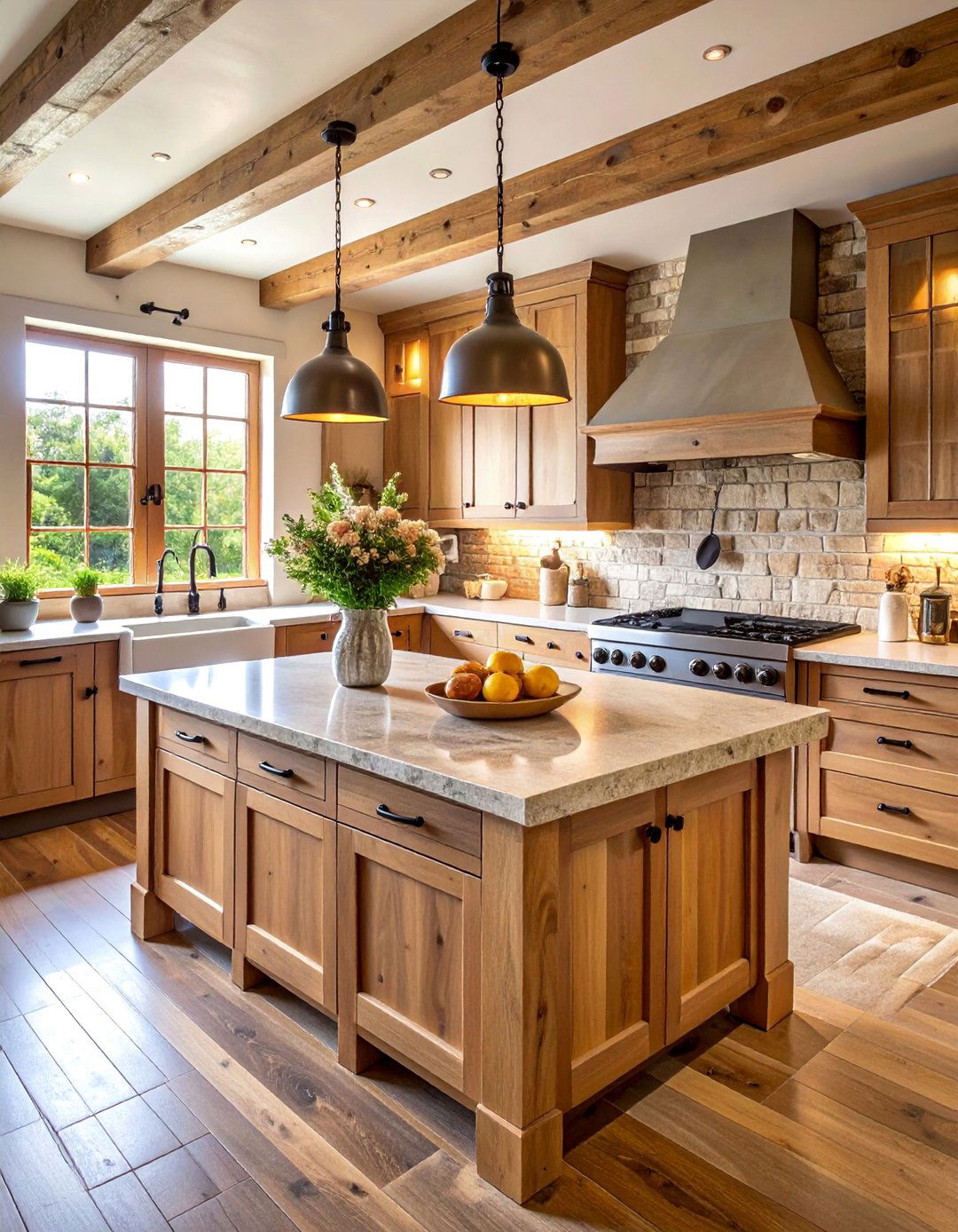 Stone and Wood Cottage Kitchen with Natural Textures - 25 Cottage Kitchen Ideas