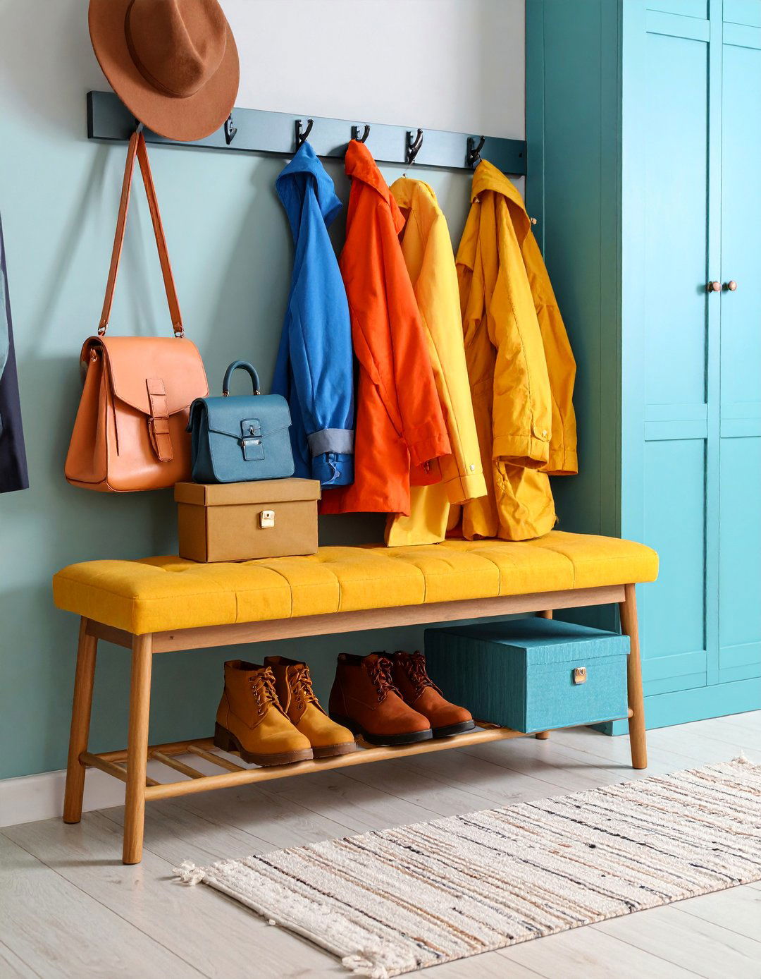 Storage Bench Hallway Combination with Multiple Functions - 25 Hallway Storage Ideas