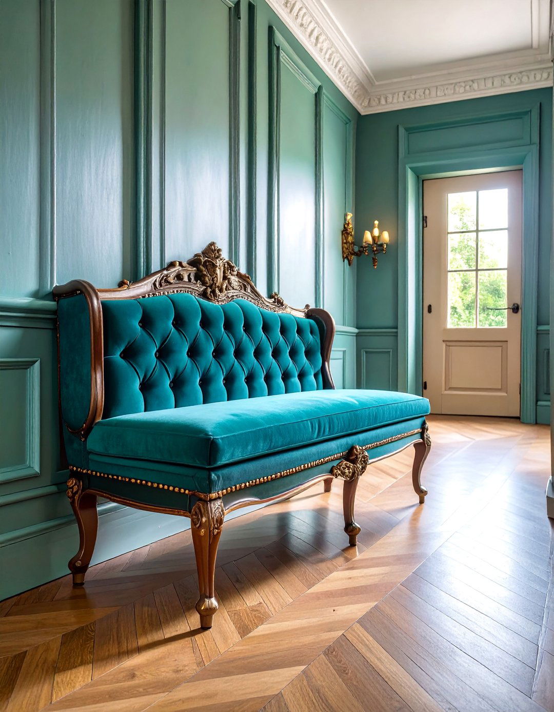Storage Bench Victorian Hallway with Hidden Organization - 25 Victorian Hallway Ideas