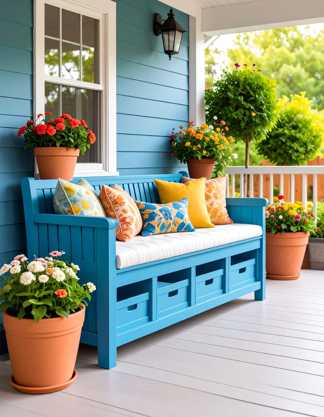 Storage Bench with Shoe Compartments - 25 Front Porch Bench Ideas