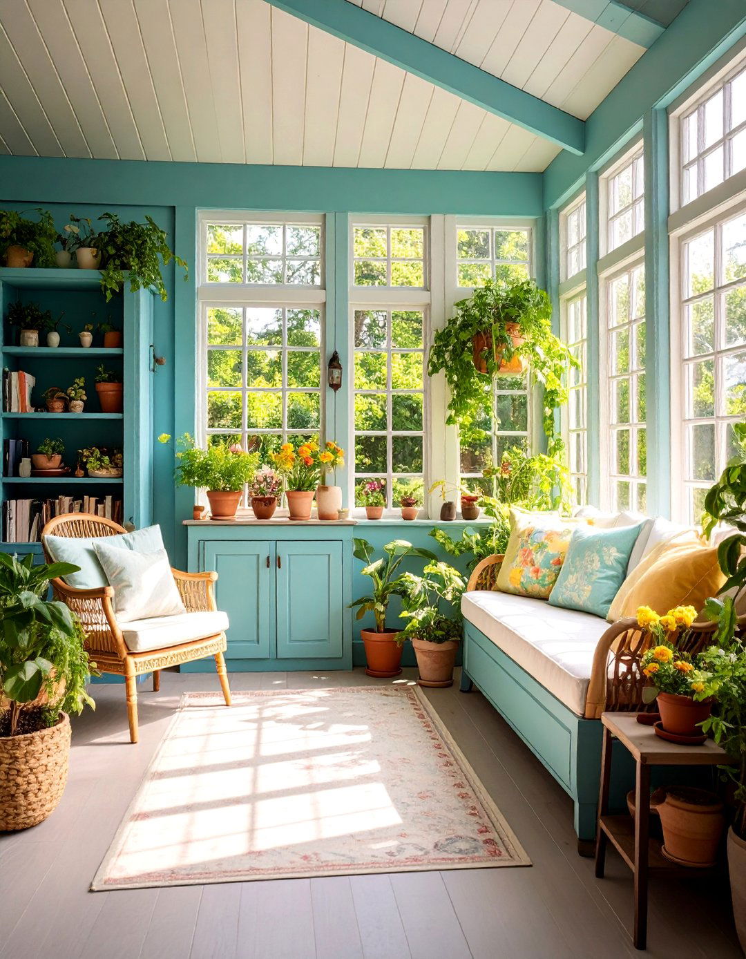 Storage Focused Sunroom with Built in Organization - 25 Small Sunroom Ideas