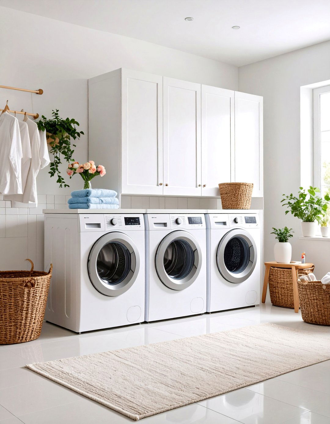 Storage Focused White Laundry Room with Custom Organization - 25 White Laundry Room Ideas