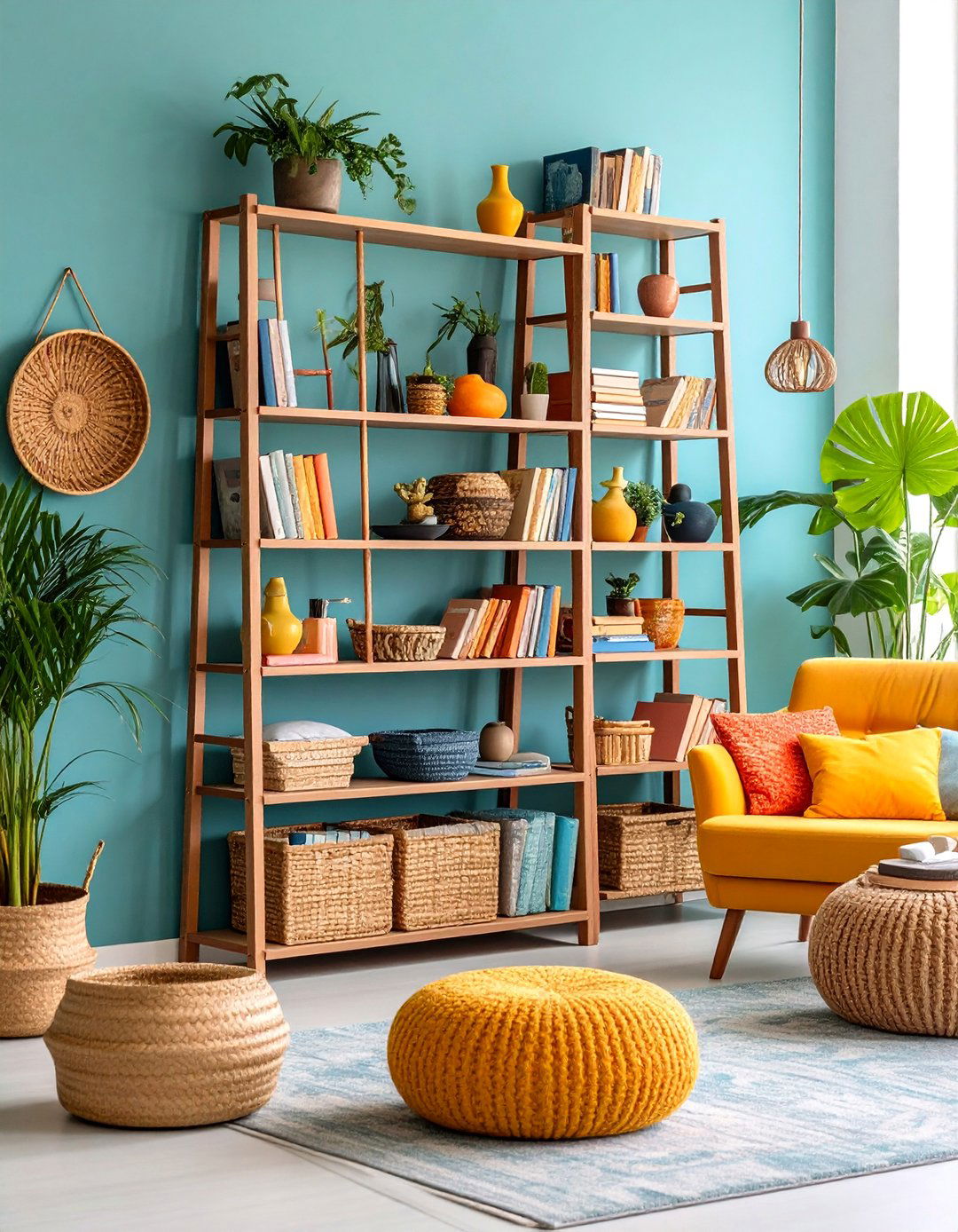 Storage Ladder Bookshelf Living Room Feature - 25 Living Room Toy Storage Ideas