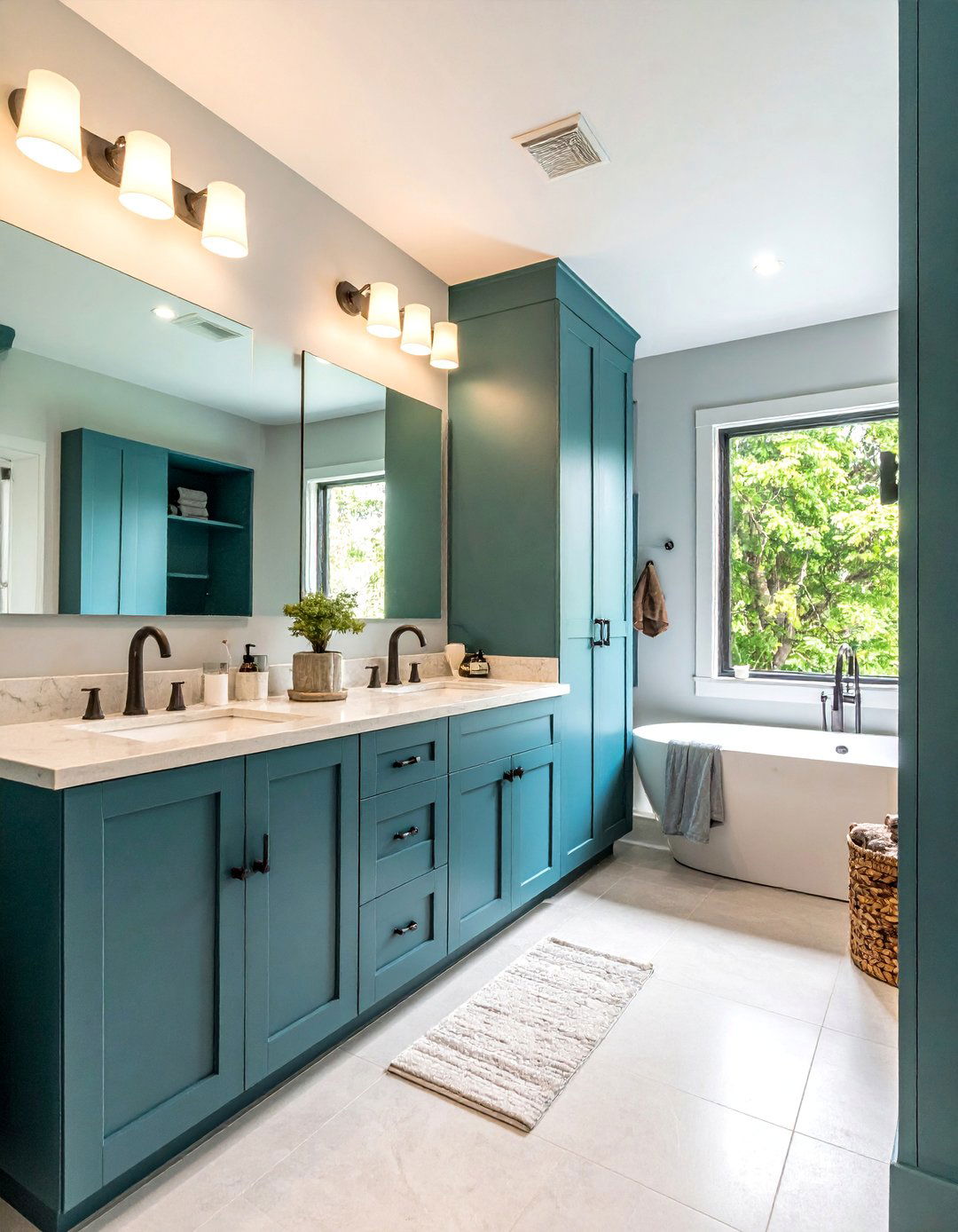 Storage Maximized Apartment Bathroom with Built in Solutions - 25 Apartment Bathroom Ideas