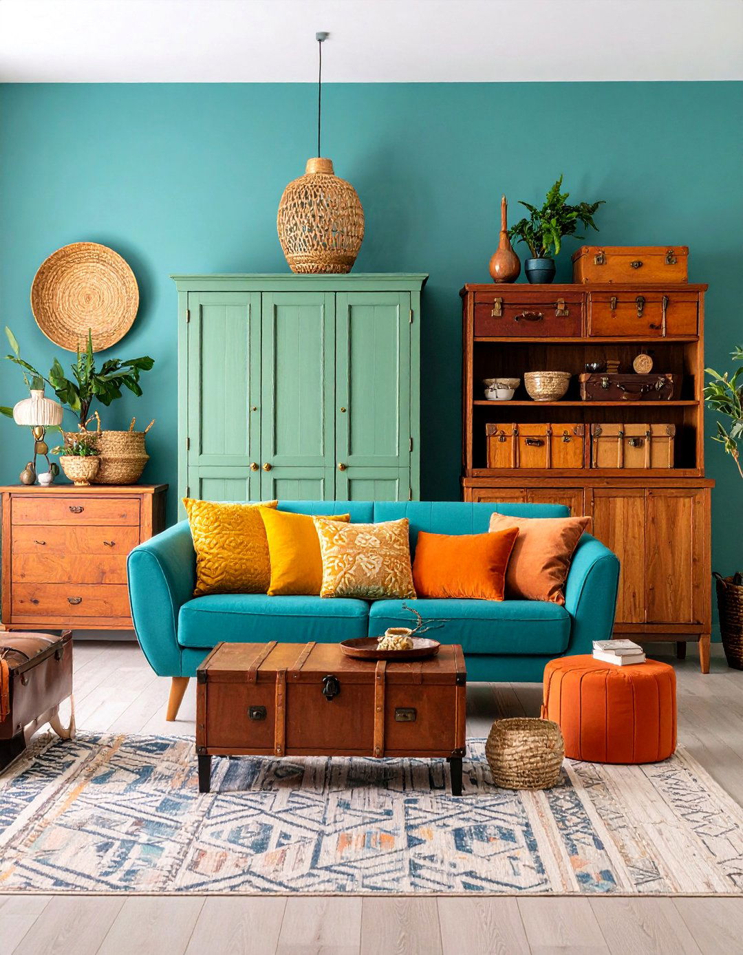 Storage Solutions with Sage Green Painted Furniture - 25 Rustic Sage Green Living Room Ideas