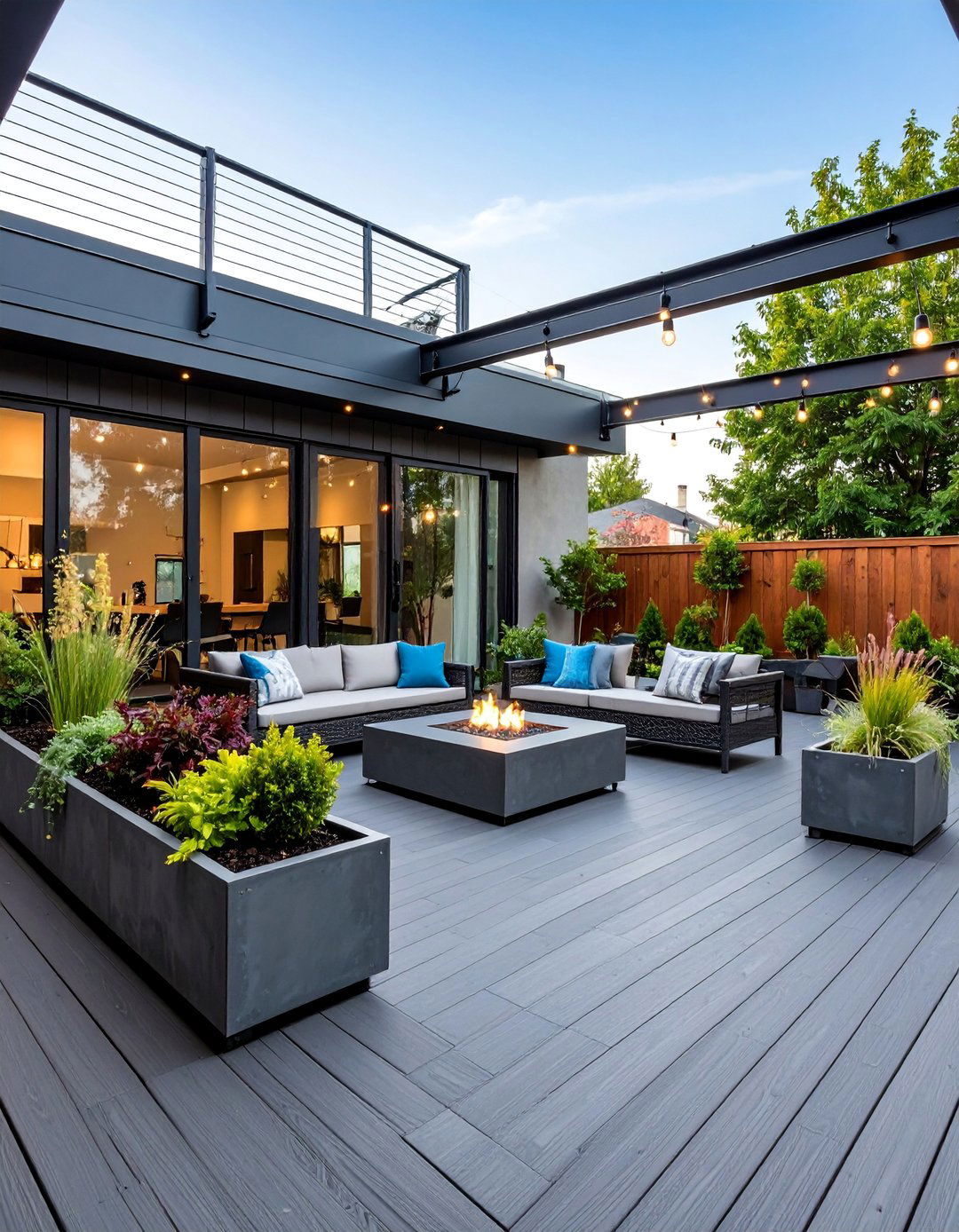 Storm Gray Deck with Industrial Modern Edge - 25 Deck Color Ideas