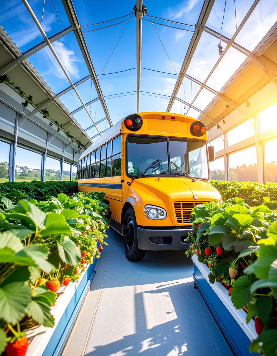 Strawberry Production School Bus Greenhouse - 25 School Bus Greenhouse Ideas