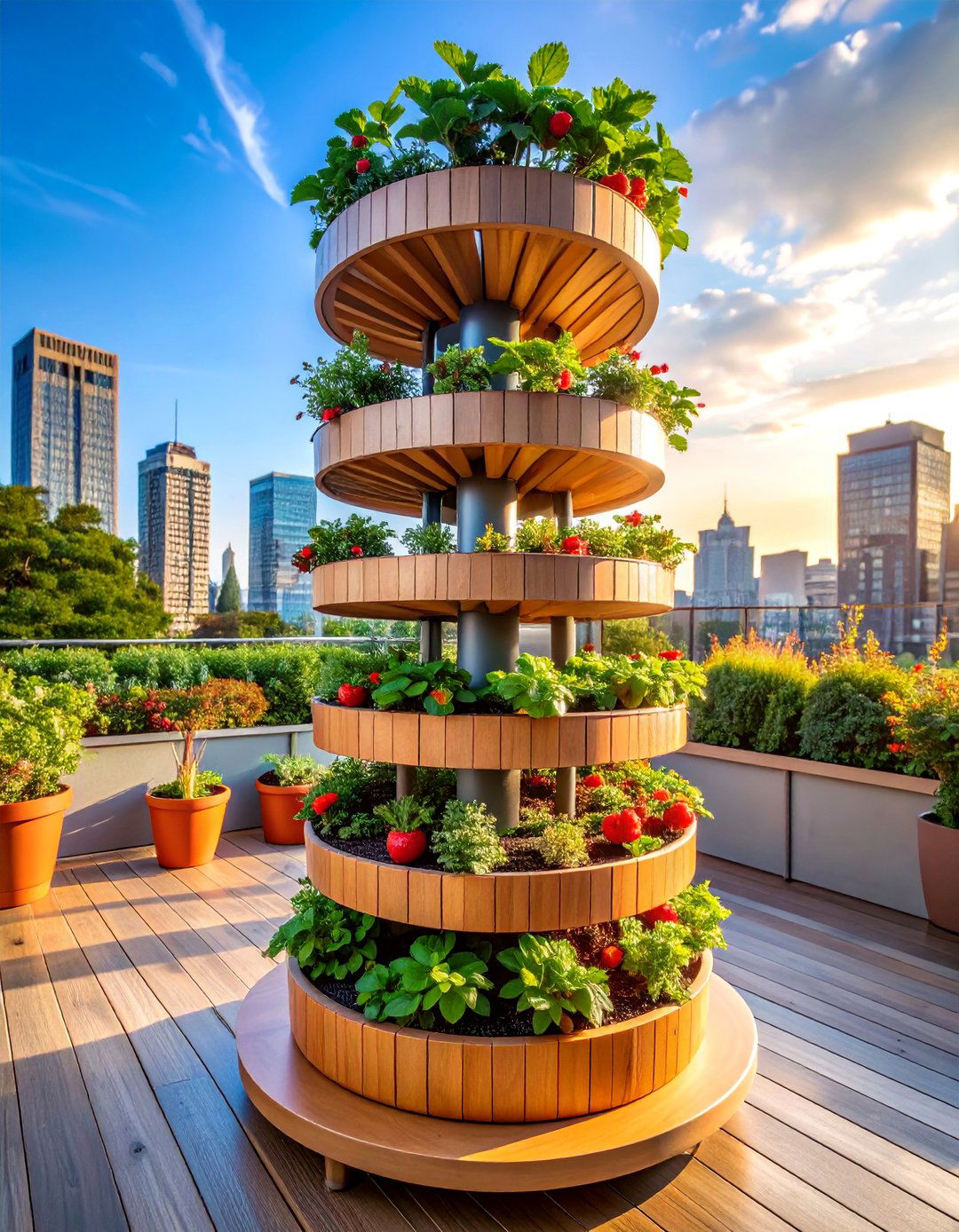 Strawberry Tower Garden with Drip Irrigation System - 25 Urban Garden Ideas