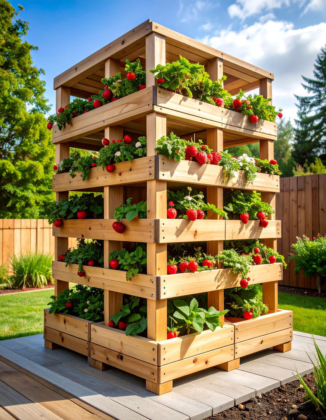 Strawberry Tower Garden - 25 Budget Small Garden Ideas