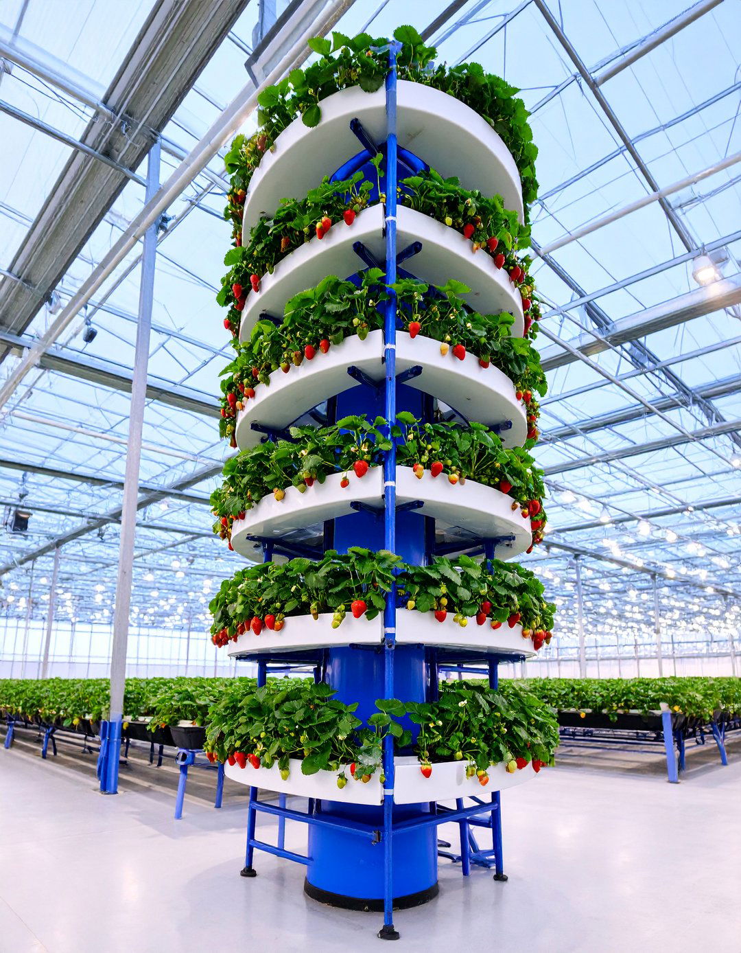 Strawberry Tower Greenhouse Shelving for Vertical Growing - 25 Greenhouse Shelving Ideas