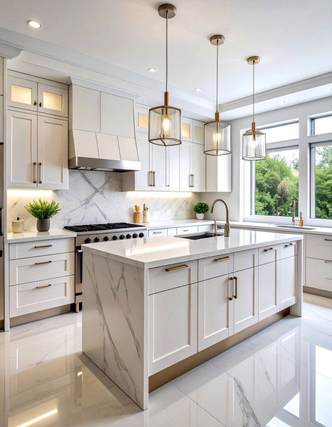 Streamlined Chrome and White Kitchen - 25 Art Deco Kitchen Ideas