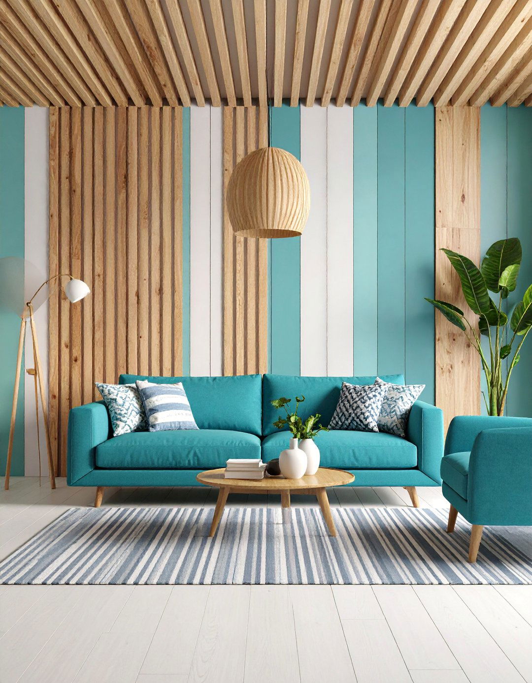 Striped Barnwood Wall with Painted Accent Sections - 25 Barnwood Accent Wall Ideas