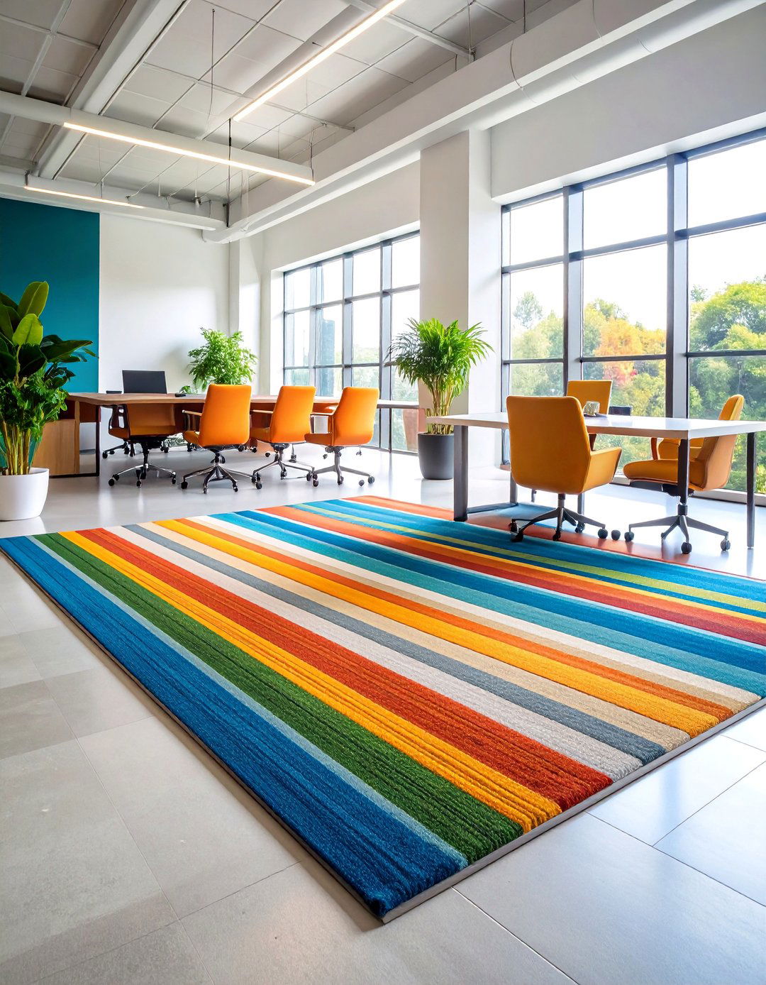 Striped Office Rug with Linear Precision - 25 Office Rug Ideas
