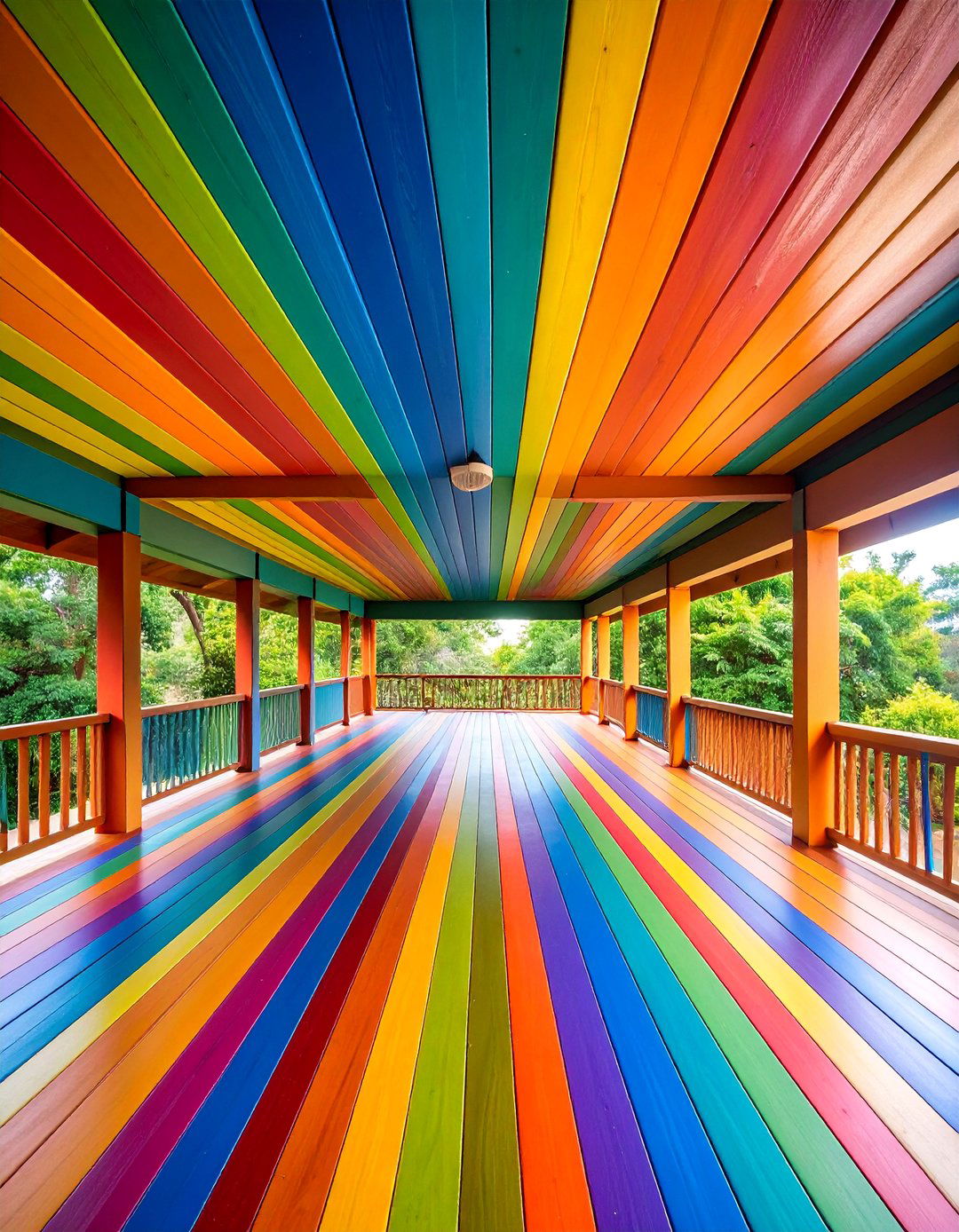 Striped Painted Pattern Bold Statement - 25 Porch Ceiling Ideas