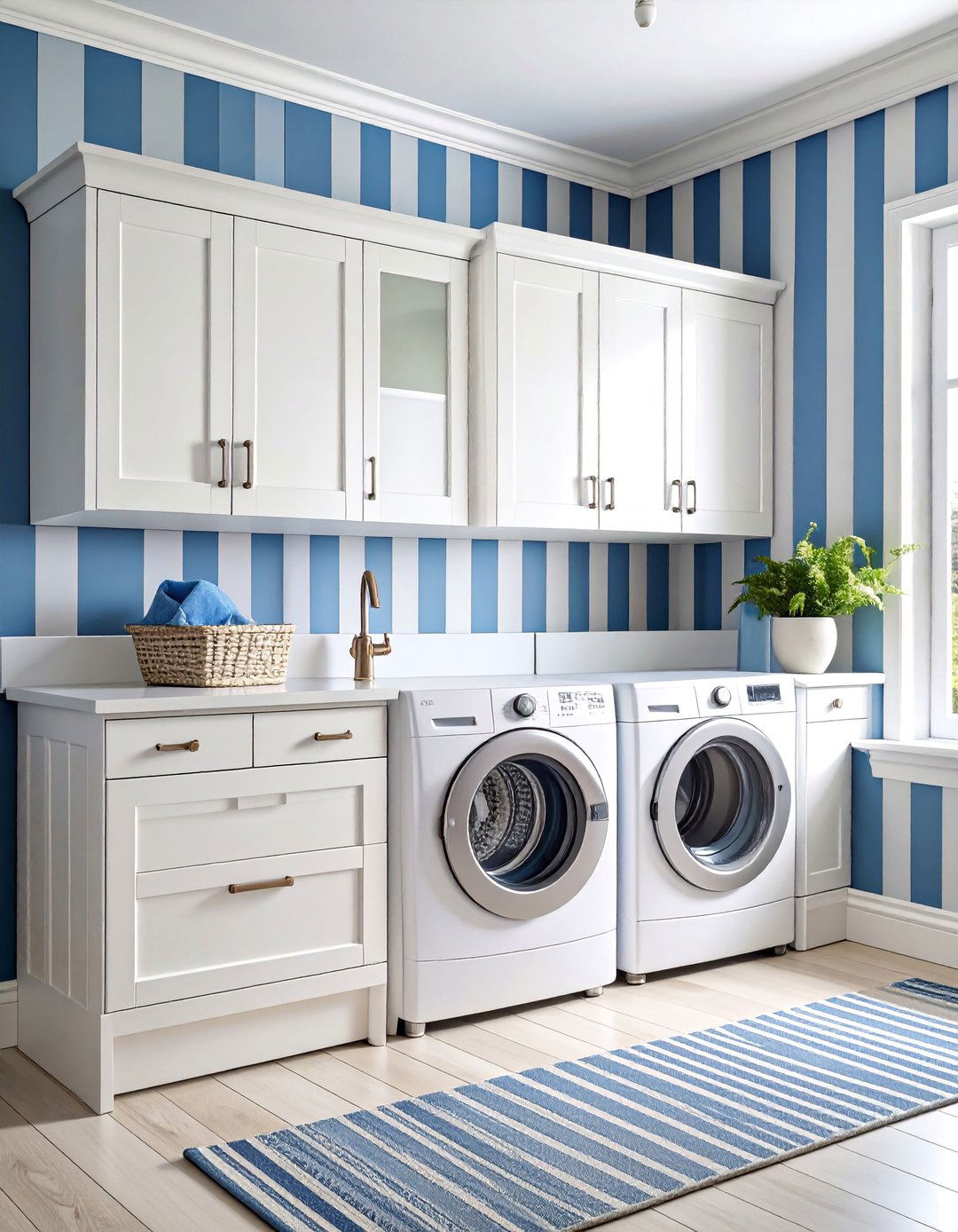 Striped Wallpaper for Small Laundry Rooms - 25 Laundry Room Wallpaper Ideas