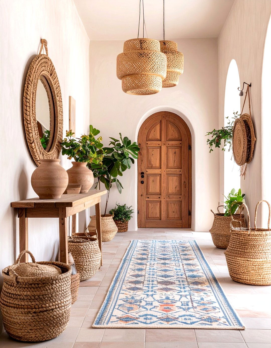 Stucco Entry Hall with Saltillo Tile Flooring - 25 Southwest Interior Design Ideas