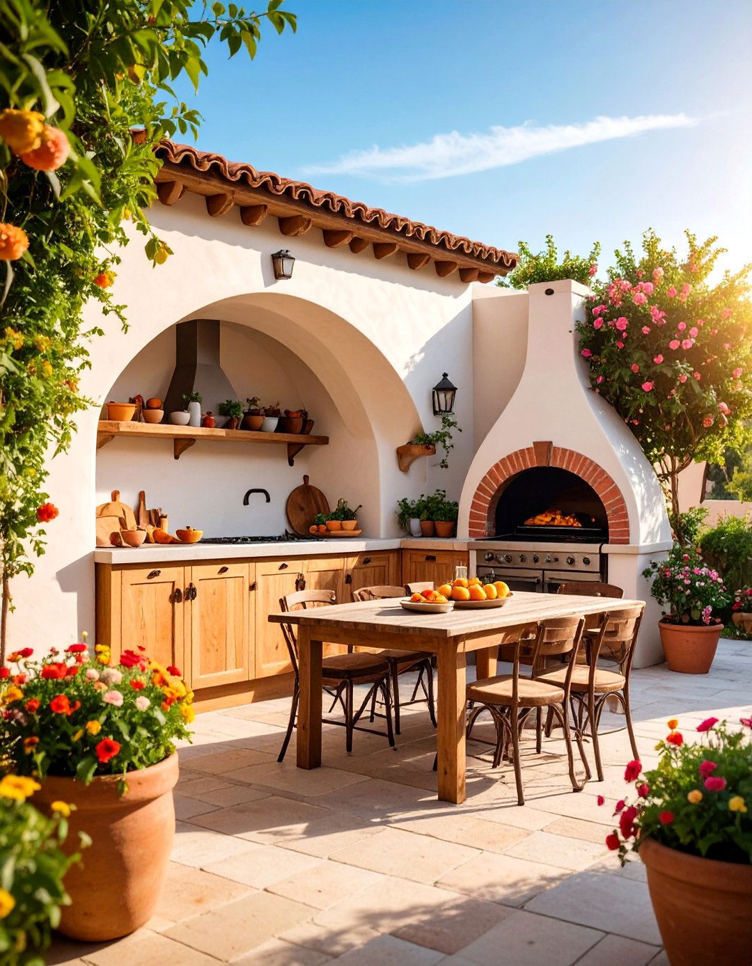 Stucco Outdoor Kitchen with Built In Pizza Oven Niche - 25 Stucco Outdoor Kitchen Ideas