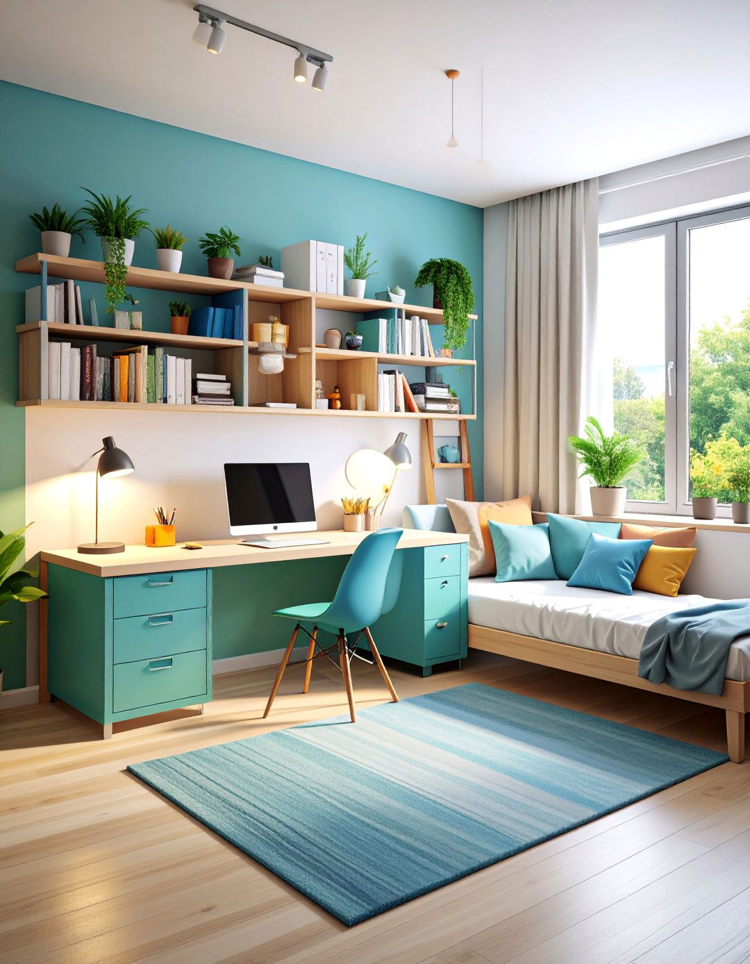 Study Focused Academic Dorm Room - 25 Dorm Room Decorating Ideas