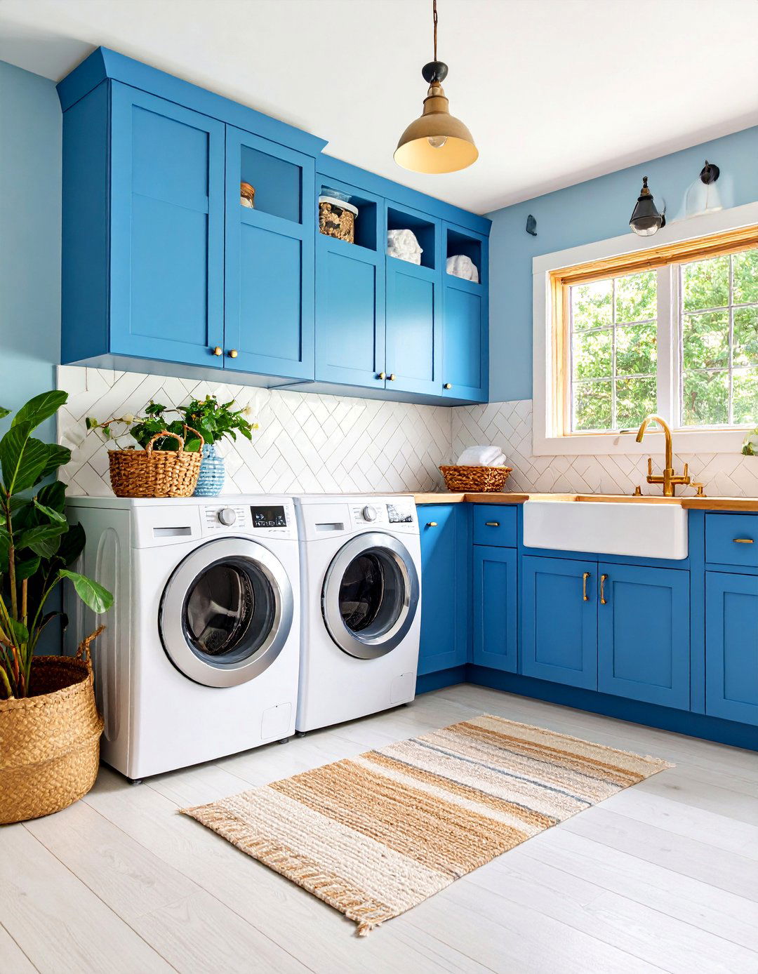 Subway Tile Feature Wall Garage Laundry Room - 25 Garage Laundry Room Ideas