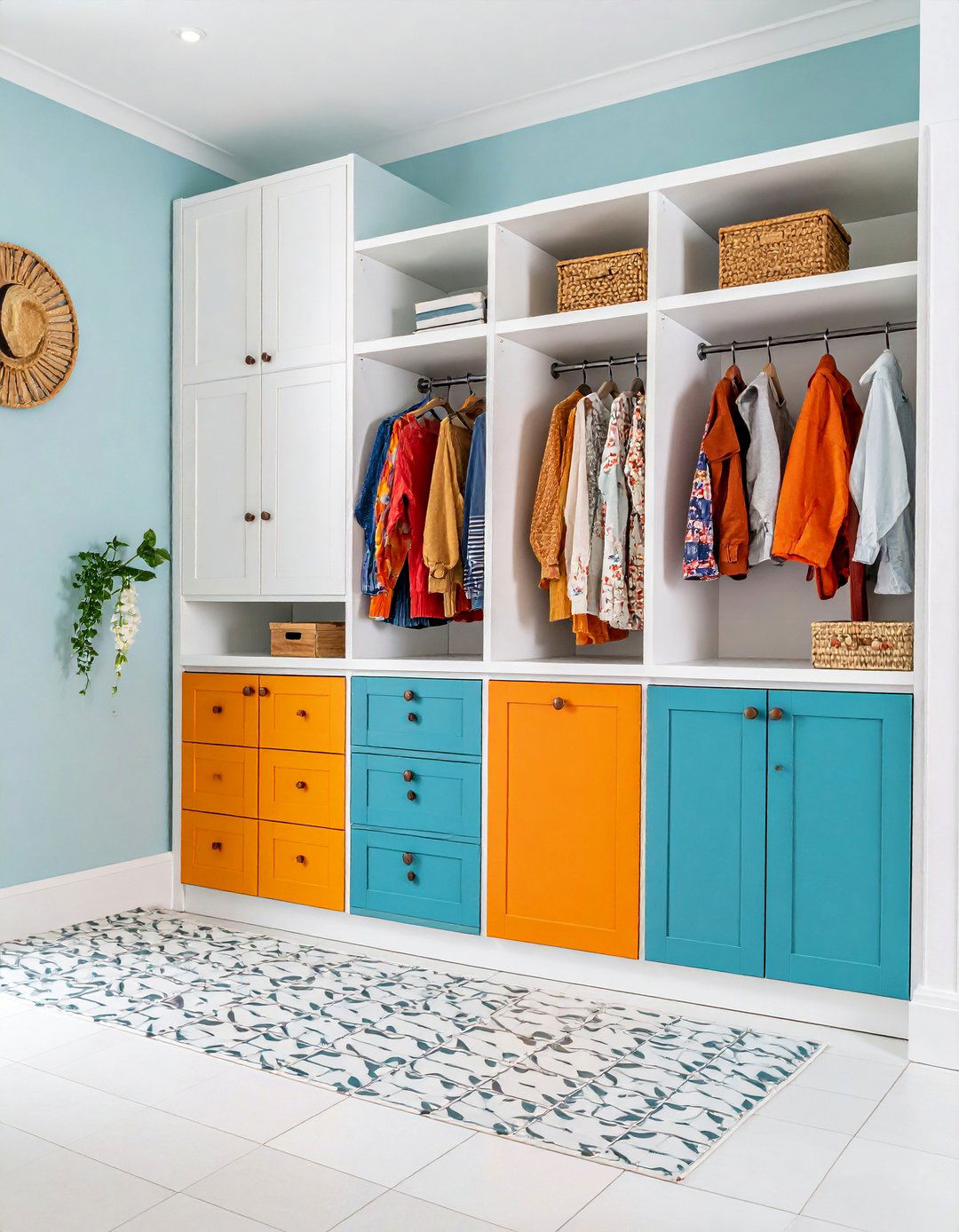 Subway Tile Mudroom Floor with Border Design - 25 Mudroom Floor Ideas