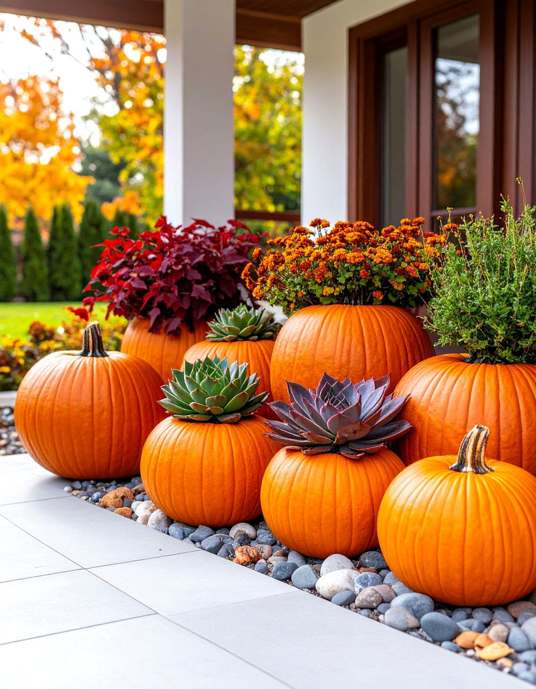 Succulent Autumn Garden - 25 Fall Porch Decor Ideas