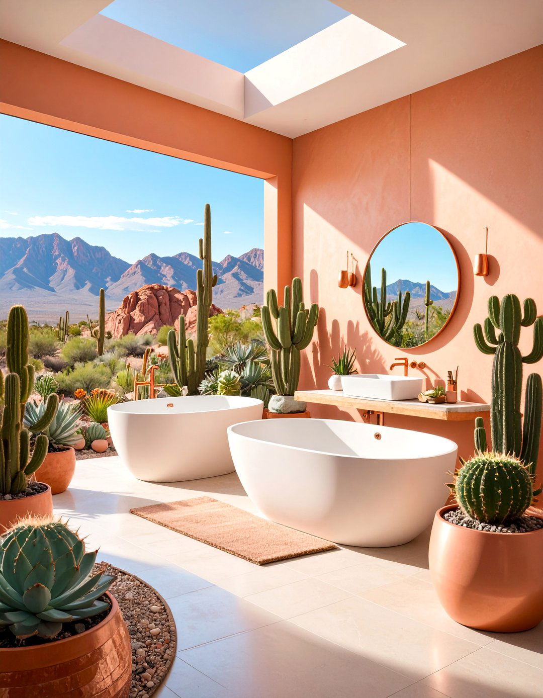Succulent Desert Bathroom Landscape - 25 Greenhouse Bathroom Ideas
