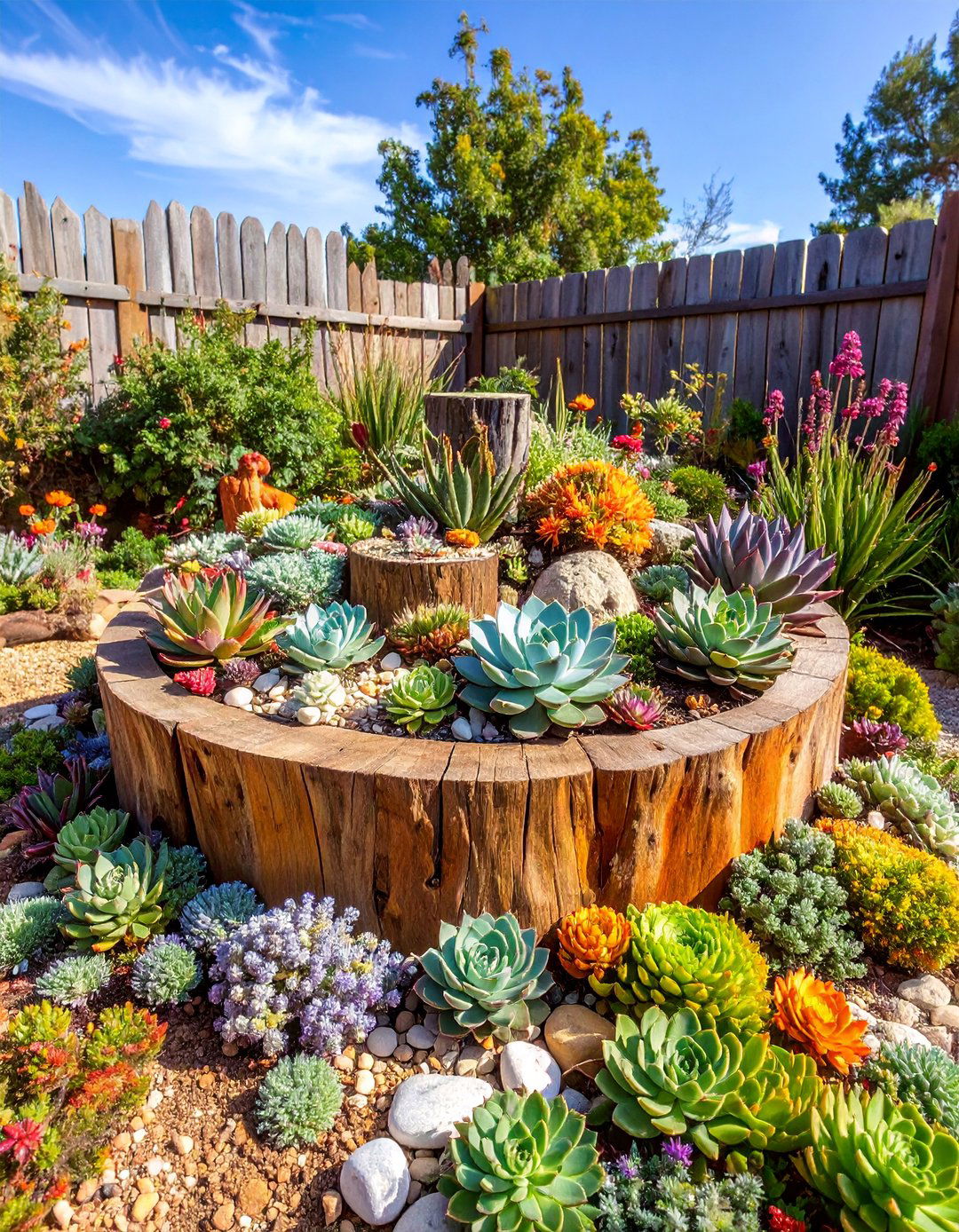 Succulent Garden Tree Stump Planter - 25 Tree Stump Fairy Garden Ideas