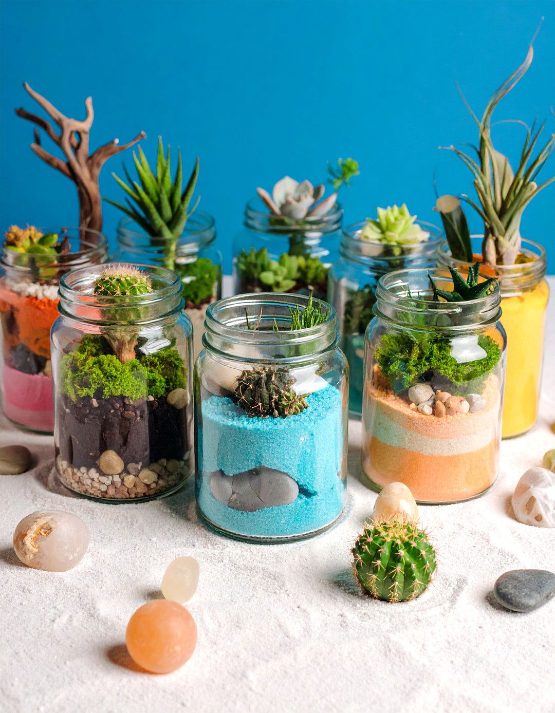 Succulent Mason Jar Garden Display - 25 Mason Jar Wedding Centerpieces