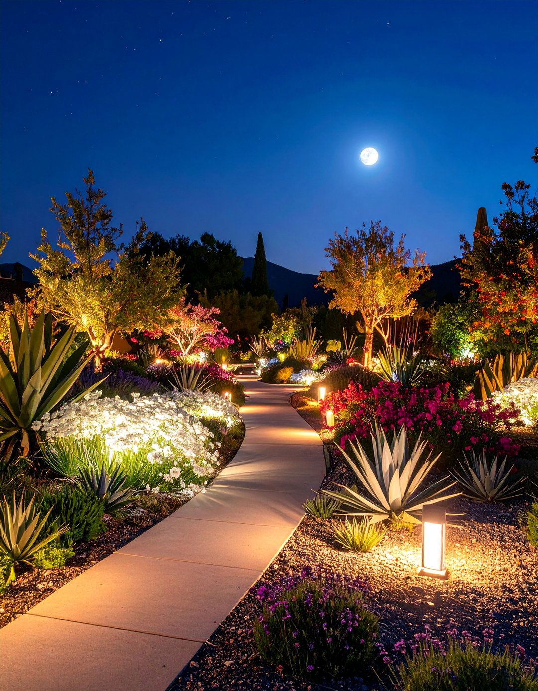 Succulent Moon Garden Night Display - 25 Succulent Garden Ideas