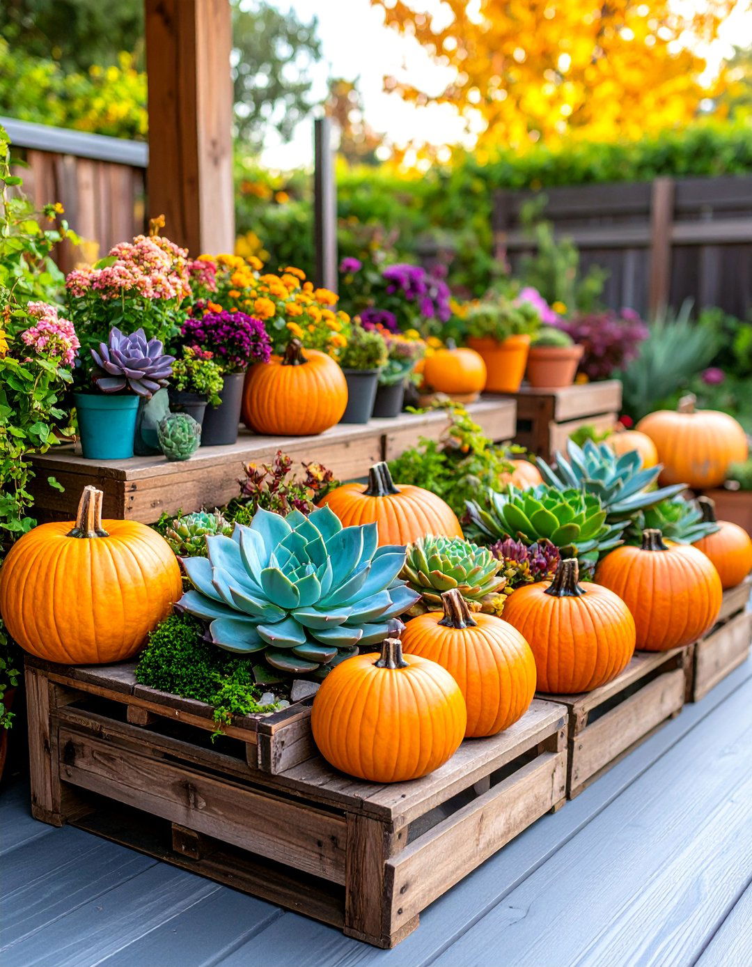 Succulent Pumpkin Planter Garden - 25 Pumpkin Decor Ideas