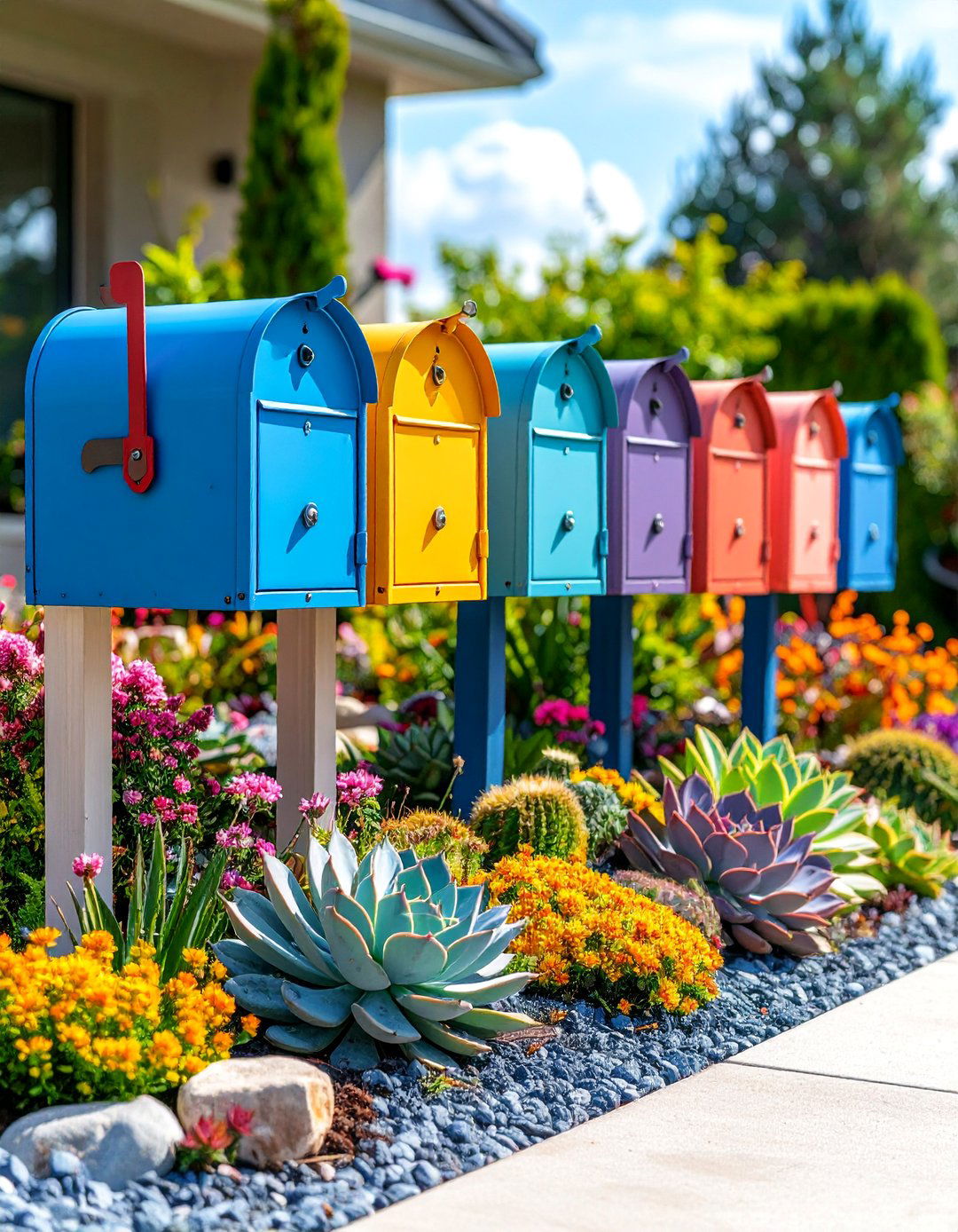 Succulent Rock Garden Mailbox - 25 Mailbox Landscaping Ideas