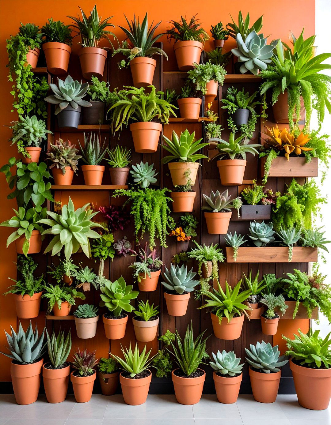 Succulent Wall Garden with Vertical Planters - 25 Bohemian Desert Decor Ideas