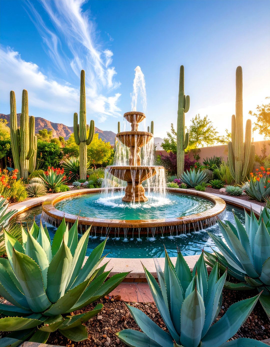 Succulent Water Feature Garden - 25 Succulent Garden Ideas