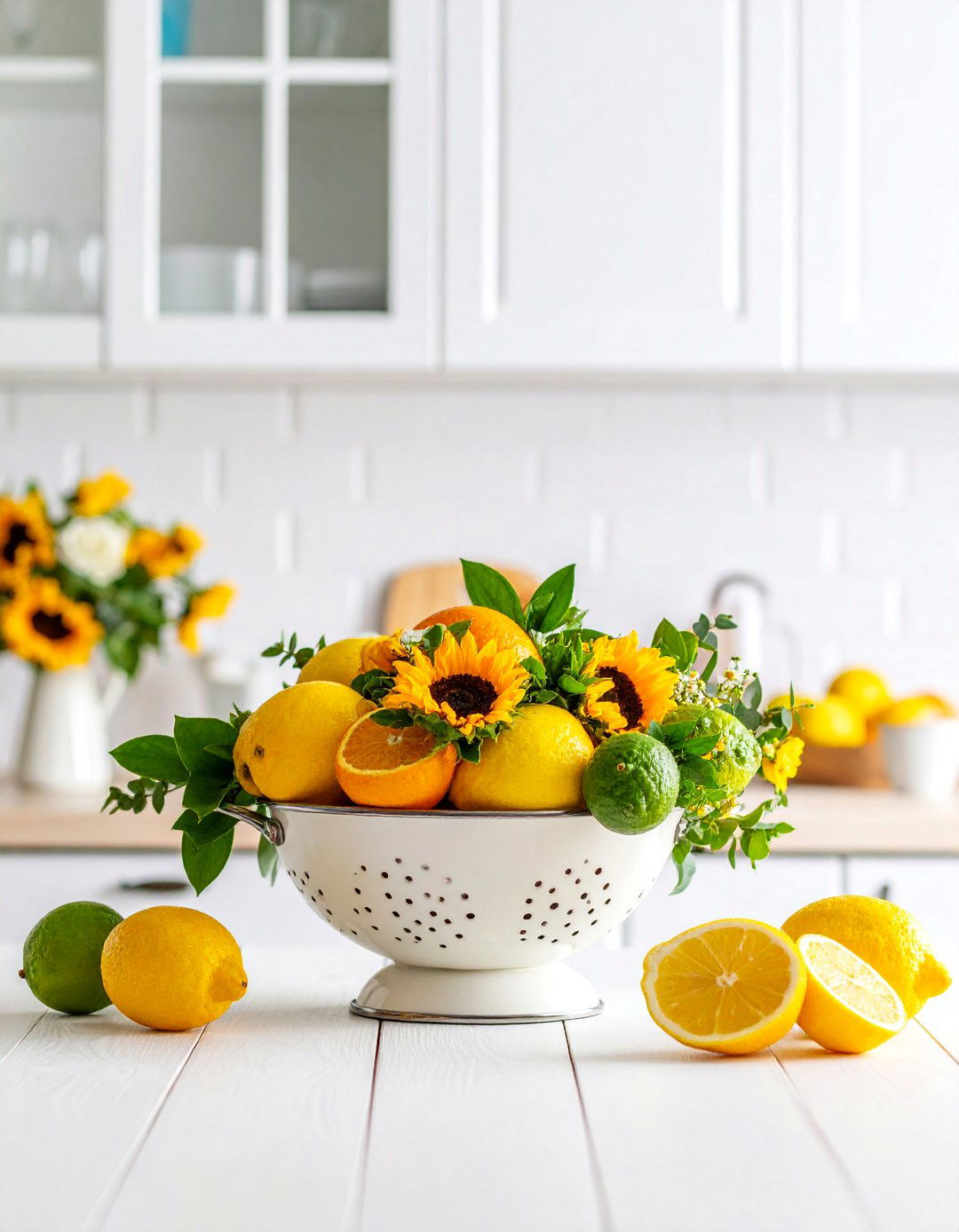 Summer Citrus Bowl with Fresh Fruits and Greenery - 25 Dough Bowl Decor Ideas