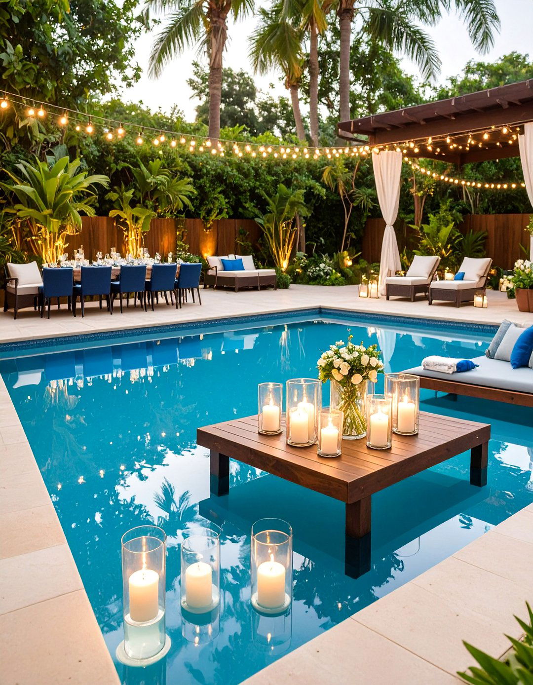 Summer Poolside Wedding with Water Elements - 25 Backyard Wedding Ideas