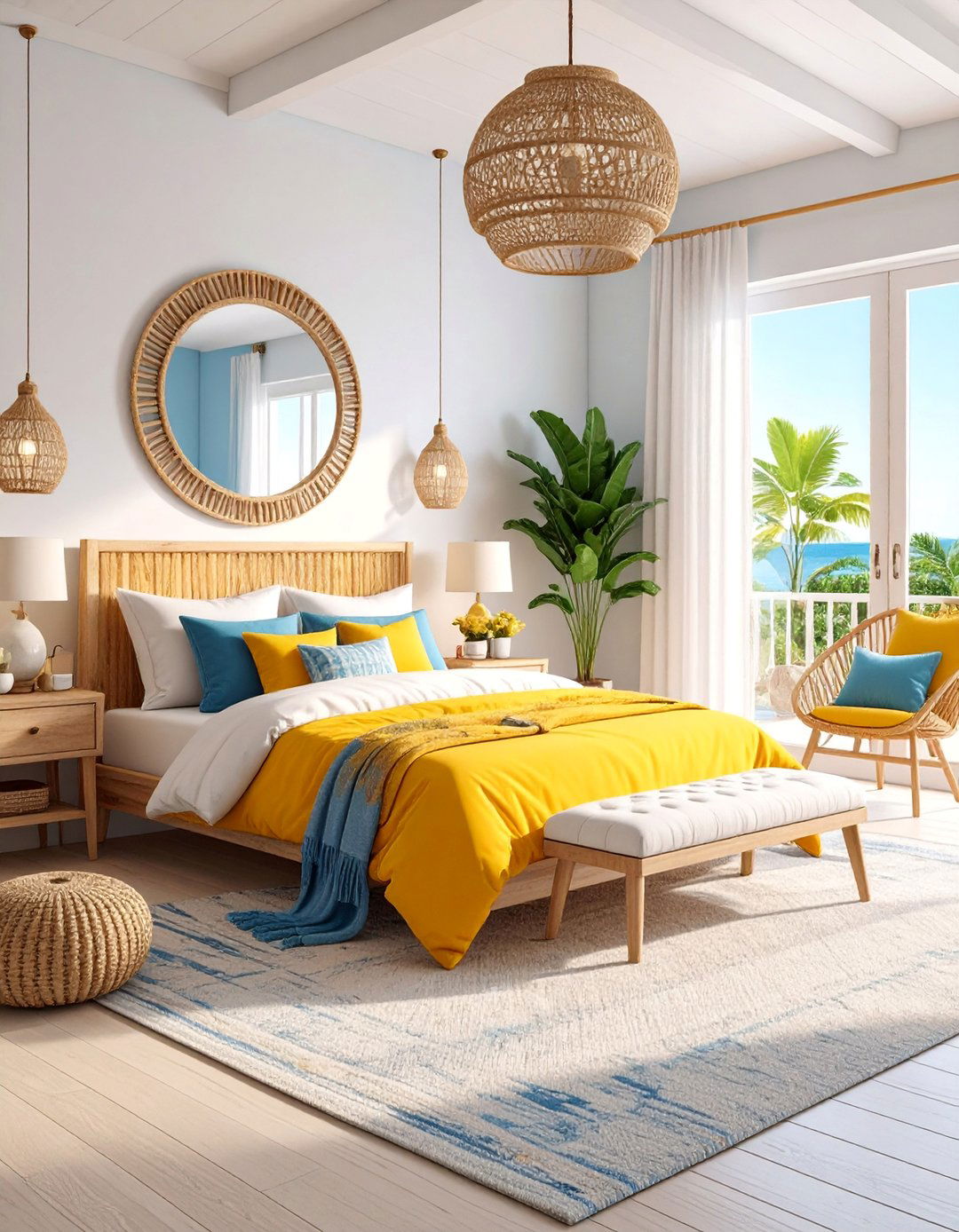 Sunbeam Yellow Coastal Bedroom - 25 Yellow Bedroom Ideas