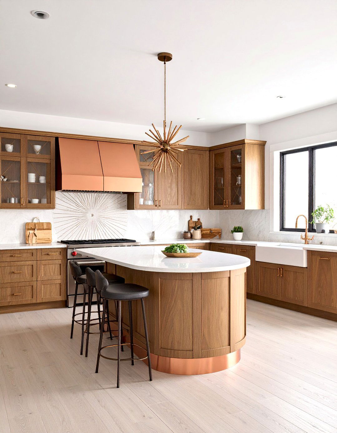 Sunburst Pattern Kitchen with Copper Details - 25 Art Deco Kitchen Ideas
