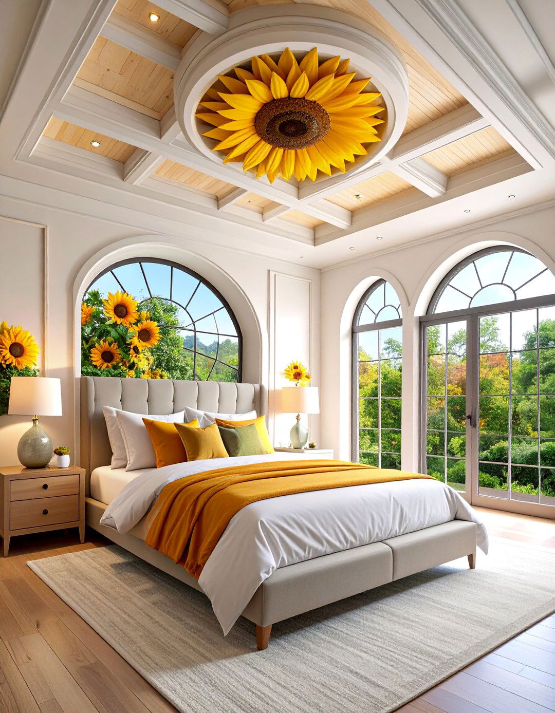 Sunflower Bedroom with Custom Architectural Features - 25 Sunflower Bedroom Ideas