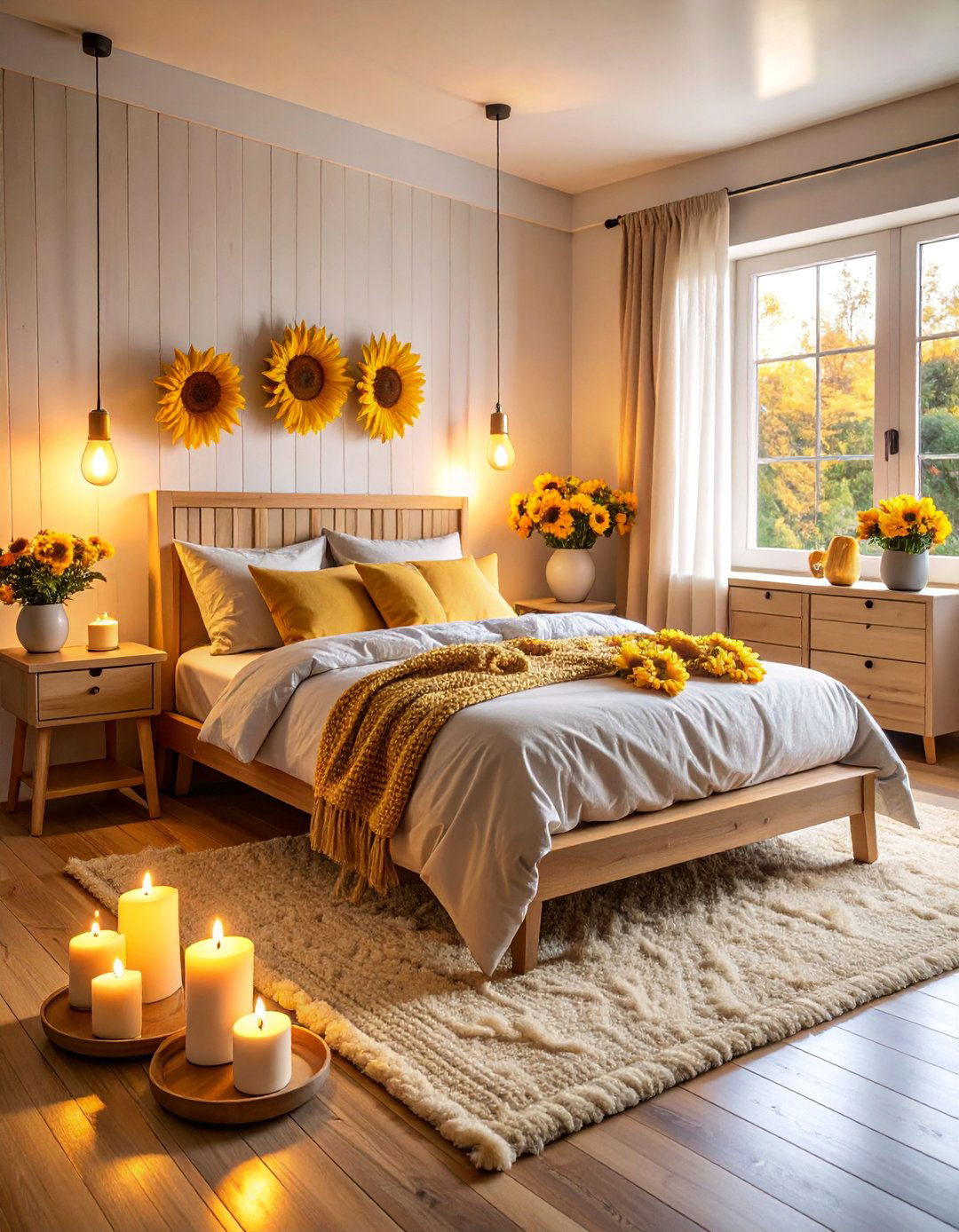 Sunflower Bedroom with Scandinavian Hygge Influence - 25 Sunflower Bedroom Ideas