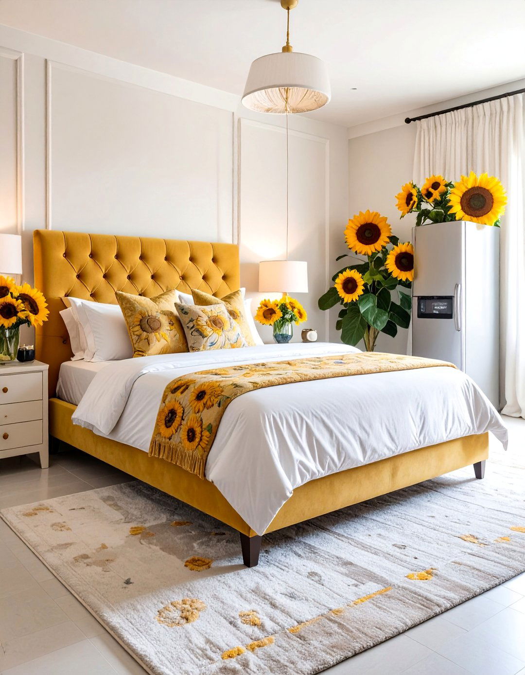 Sunflower Master Bedroom with Luxurious Spa Elements - 25 Sunflower Bedroom Ideas