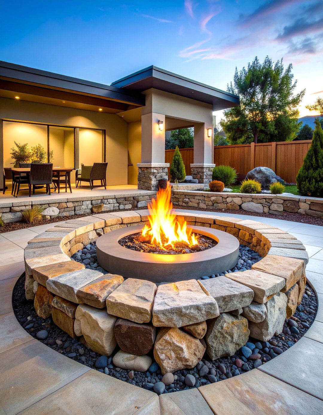 Sunken Boulder Fire Pit Design - 25 Boulder Fire Pit Ideas