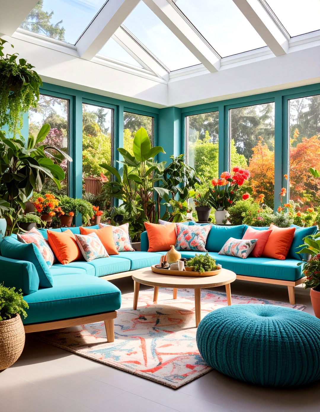 Sunken Conversation Area with Built in Seating - 25 Mid-century Modern Sunroom Ideas