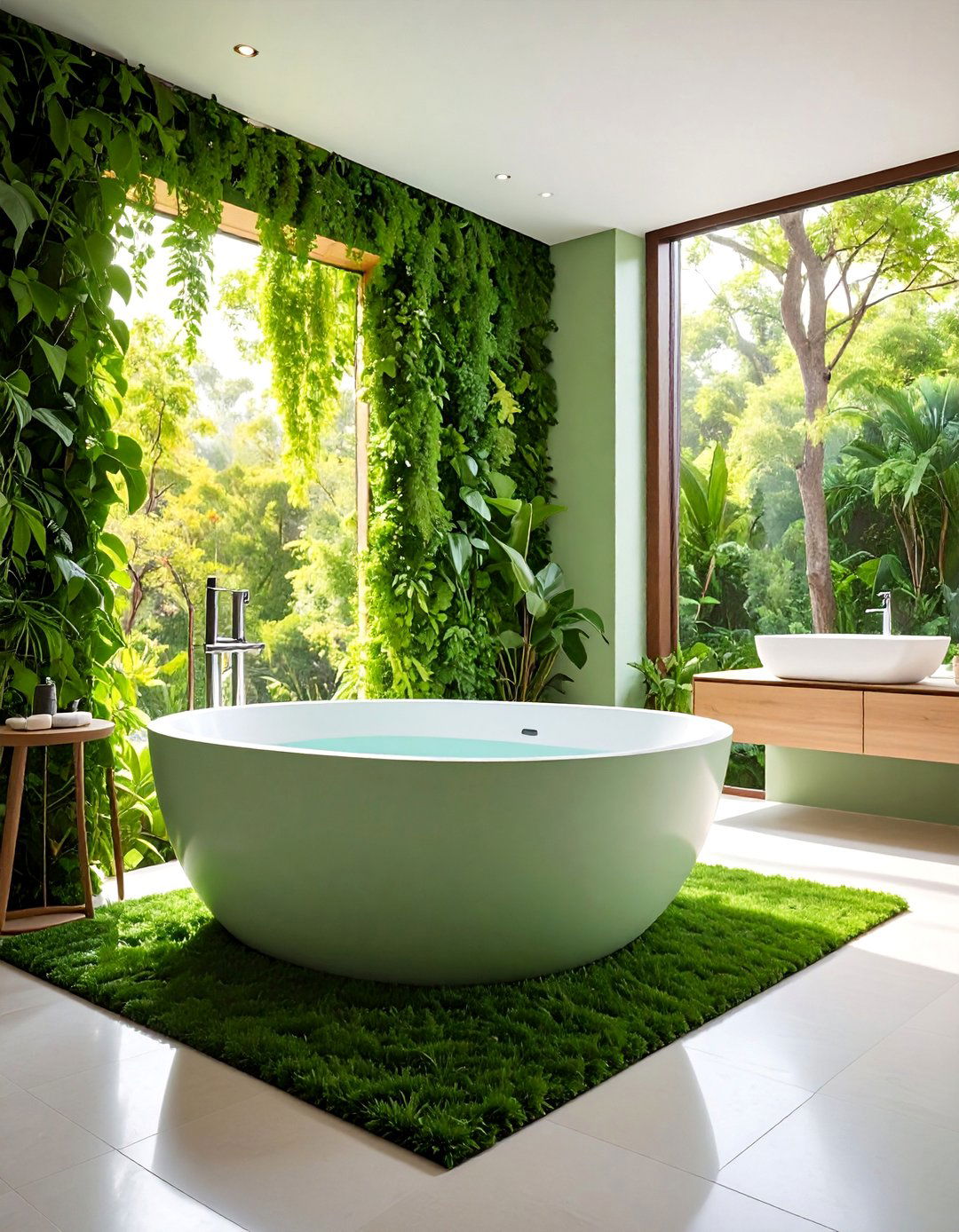 Sunken Drop In Tub with Floor Level Installation - 25 Drop in Tub Ideas