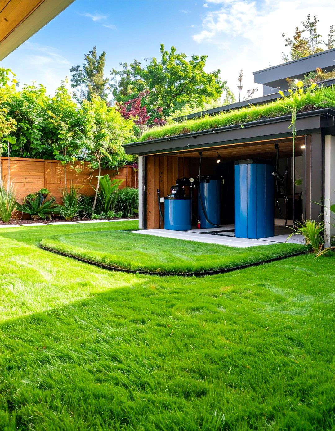 Sunken Equipment Vault With Faux Turf Lid - 25 Pool Storage Ideas