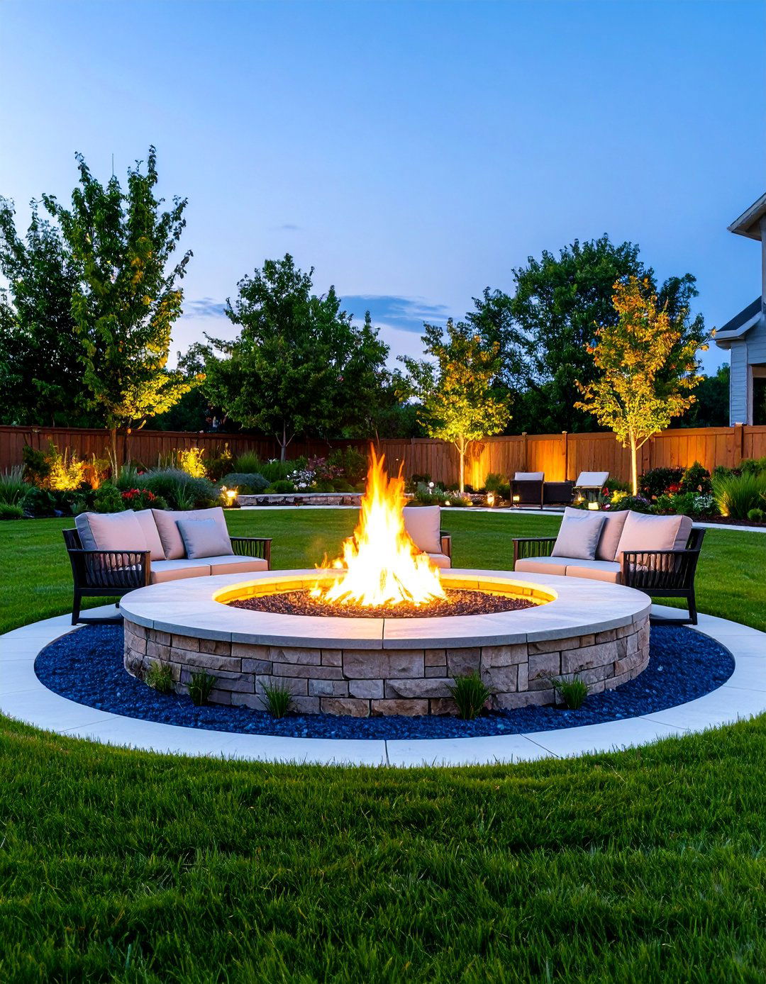 Sunken Fire Pit Circle Garden Focal Point - 25 Garden Focal Point Ideas