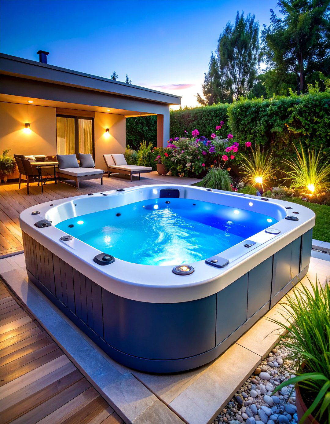 Sunken Hot Tub with Retractable Cover and Automated Systems - 25 Sunken Hot Tub Ideas